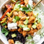 Close up of Chipotle Chicken Bowl recipe.