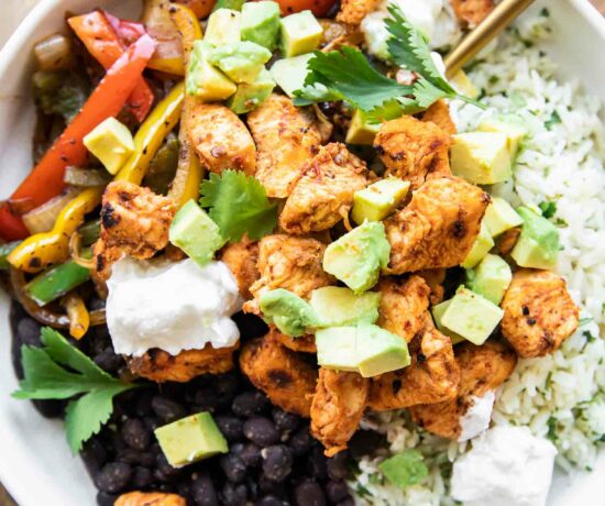 Close up of Chipotle Chicken Bowl recipe.