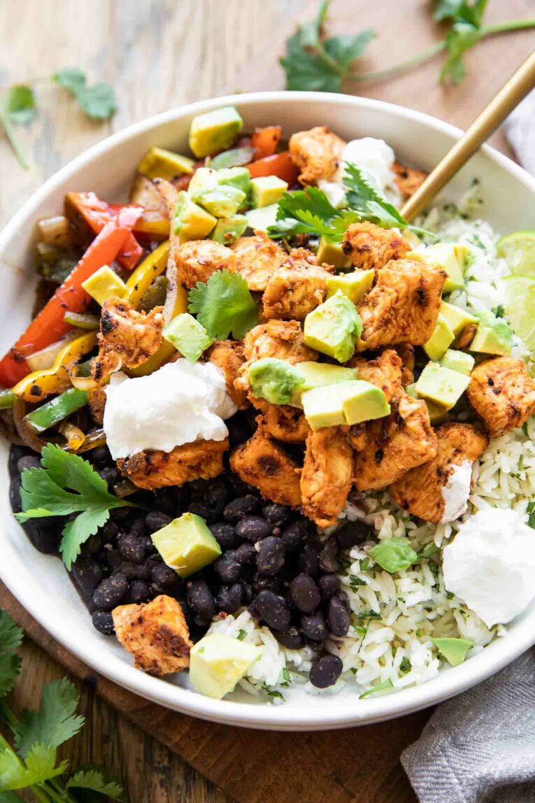 Angled photo of Chipotle Chicken Bowl.