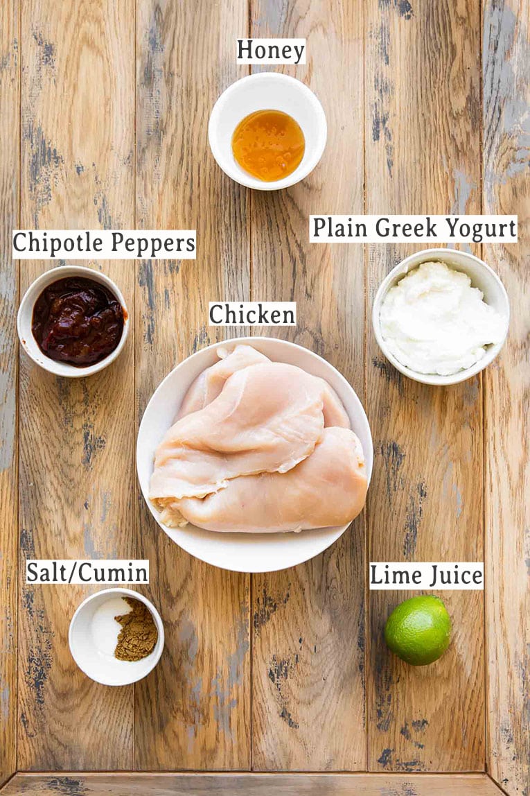 Ingredients for spicy chipotle chicken.