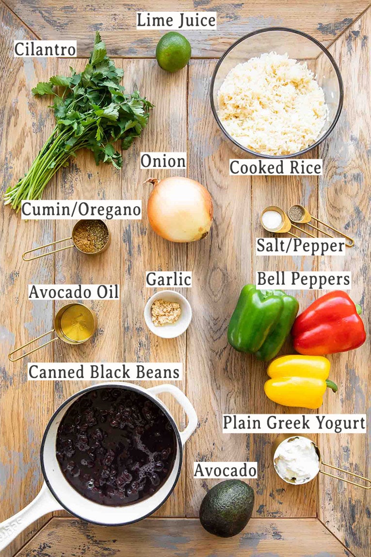 Chipotle burrito bowls ingredients.