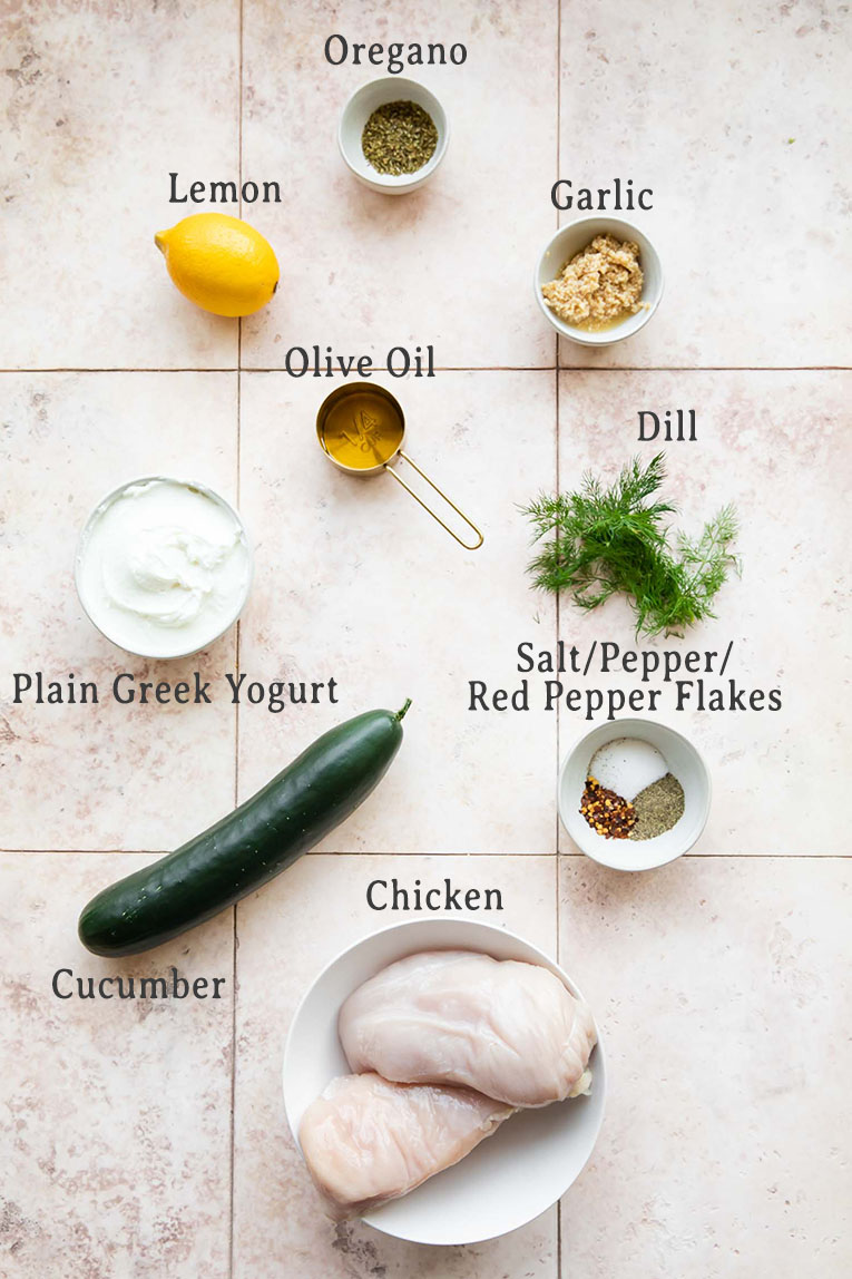Ingredients for Greek Chicken Recipe.
