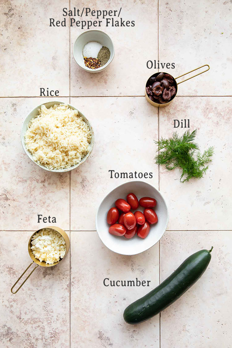 Greek Chicken Bowls ingredients.