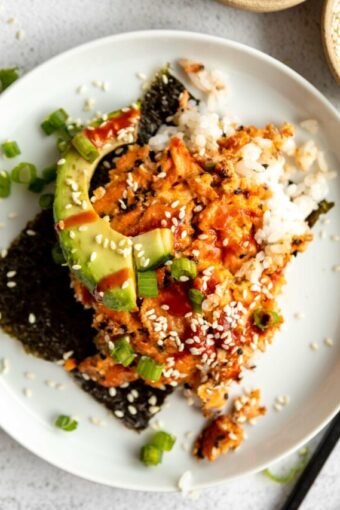 Salmon Sushi Bake Recipe on a plate.