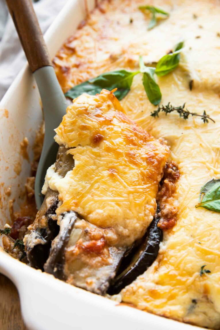 Close up of Eggplant Ground Turkey Moussaka.