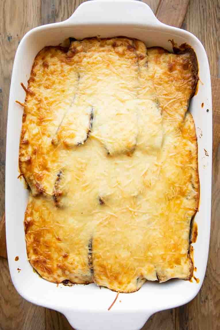 Eggplant Ground Turkey Moussaka freshly baked.