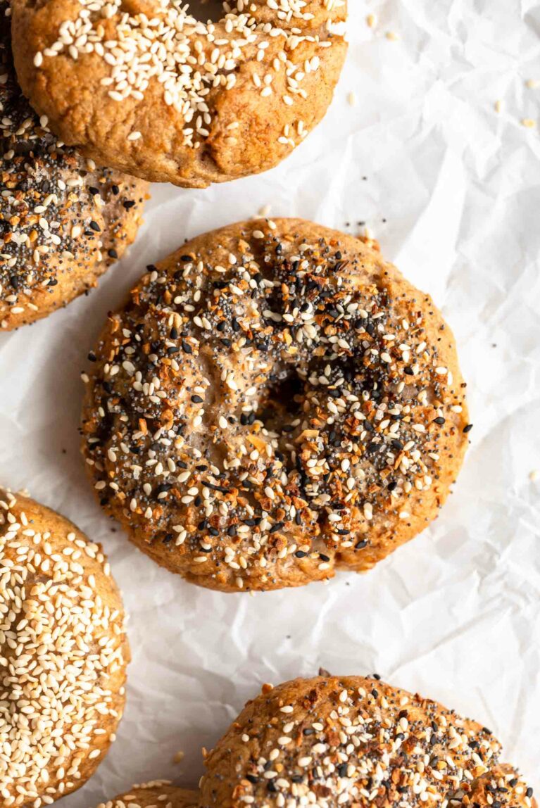Top shot photo of Homemade Gluten-Free Bagels recipe.