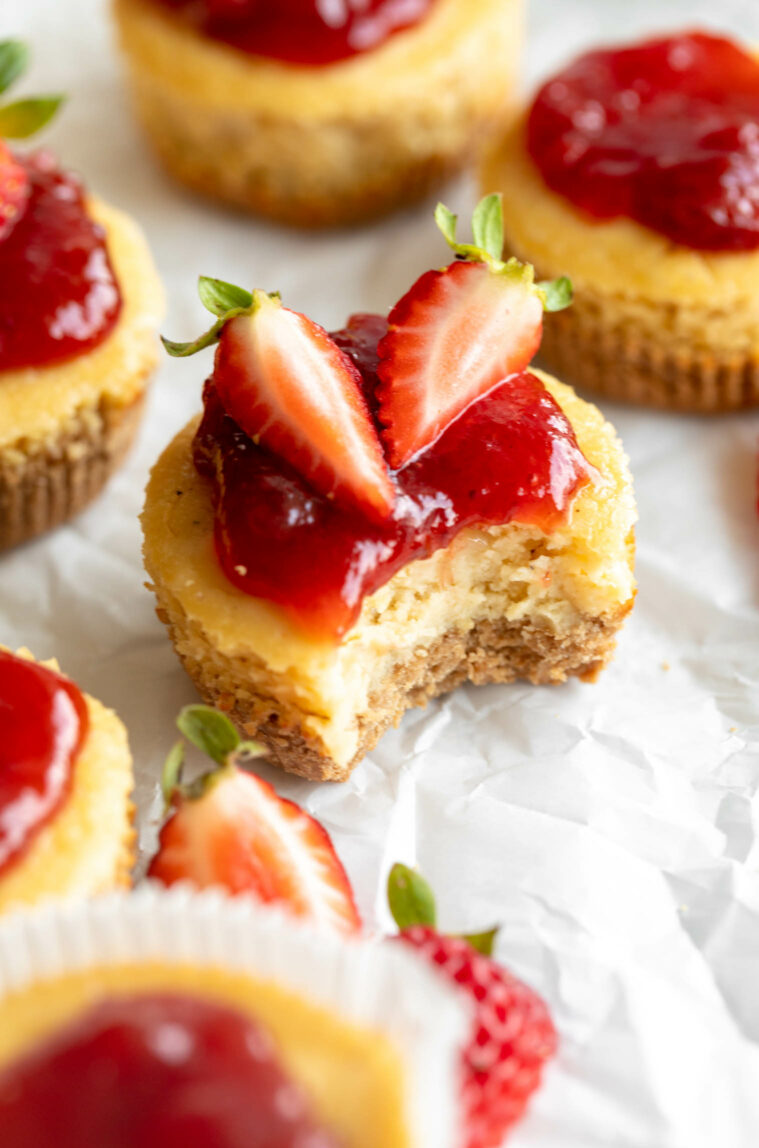 Protein Cheesecake Recipe with bite taken out.