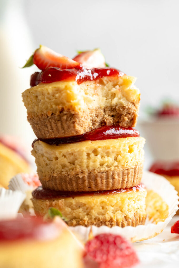 Stack of Protein Cheesecakes.