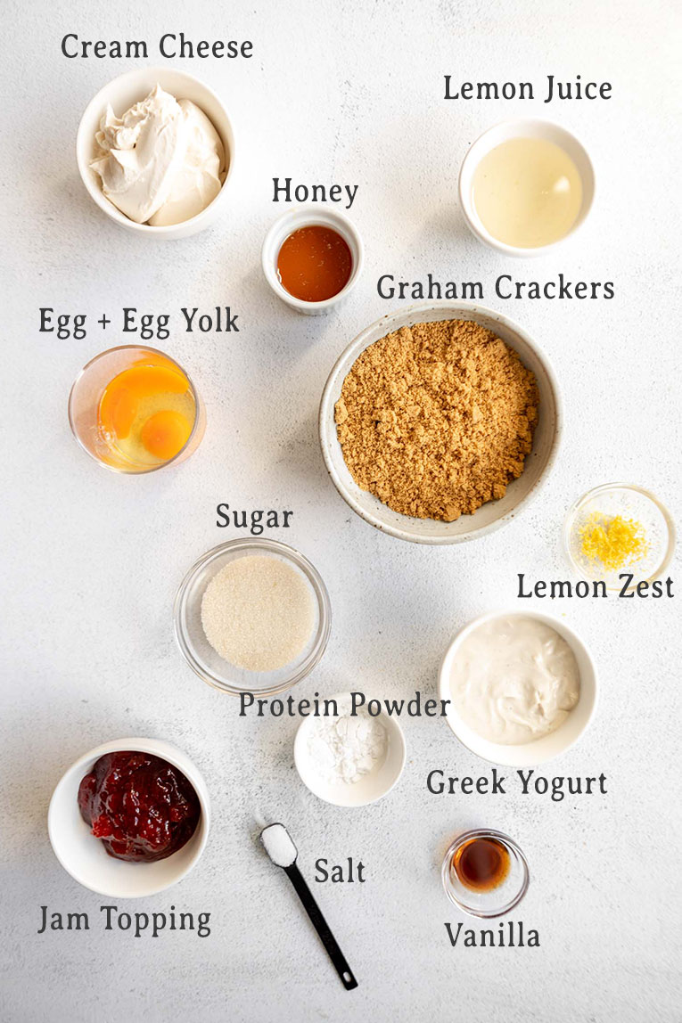 Ingredients for Protein Cheesecake Recipe.