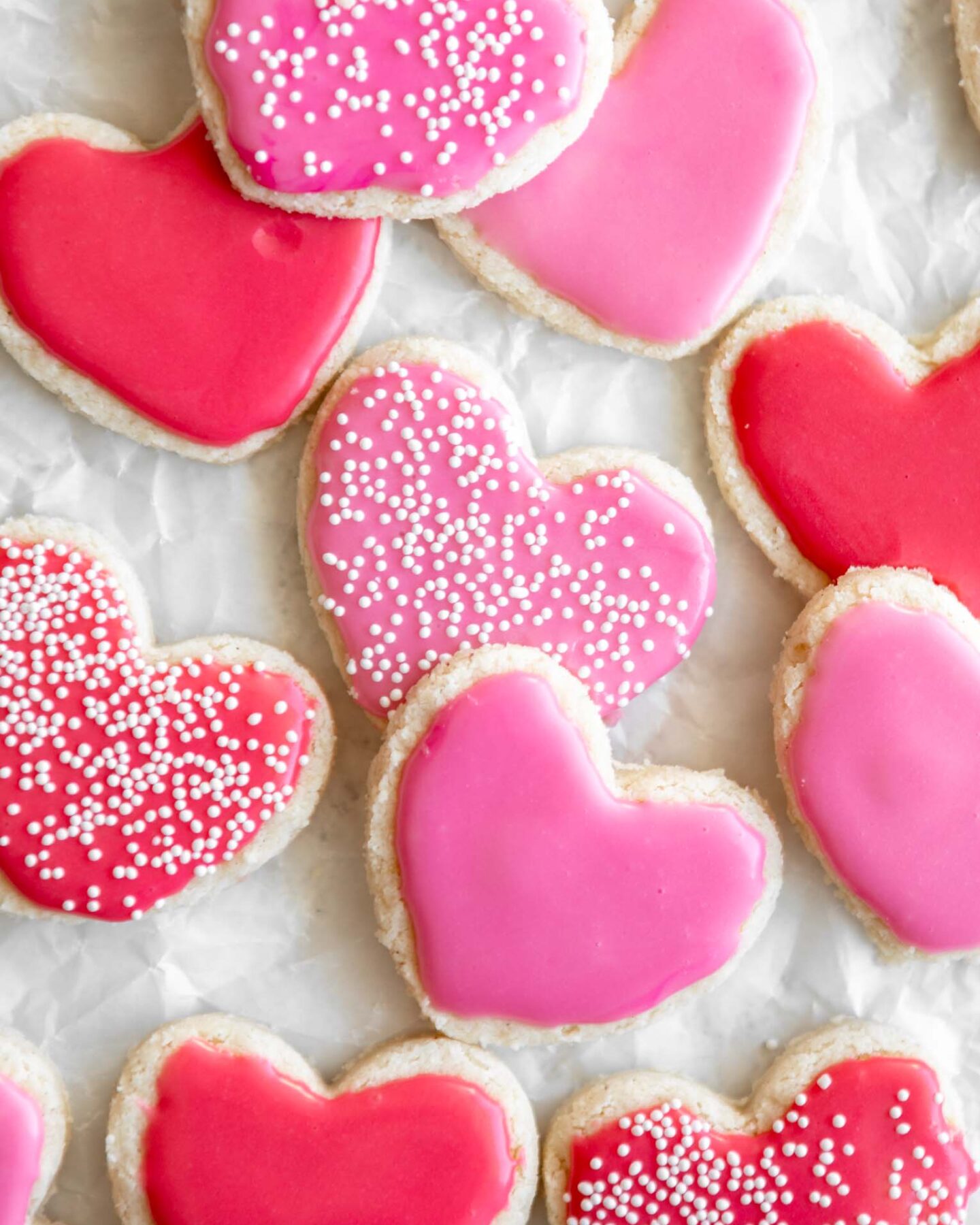 Gluten-Free Heart Shortbread Cookies that are pink and healthier.