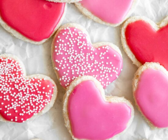 Gluten-Free Heart Shortbread Cookies that are pink and healthier.