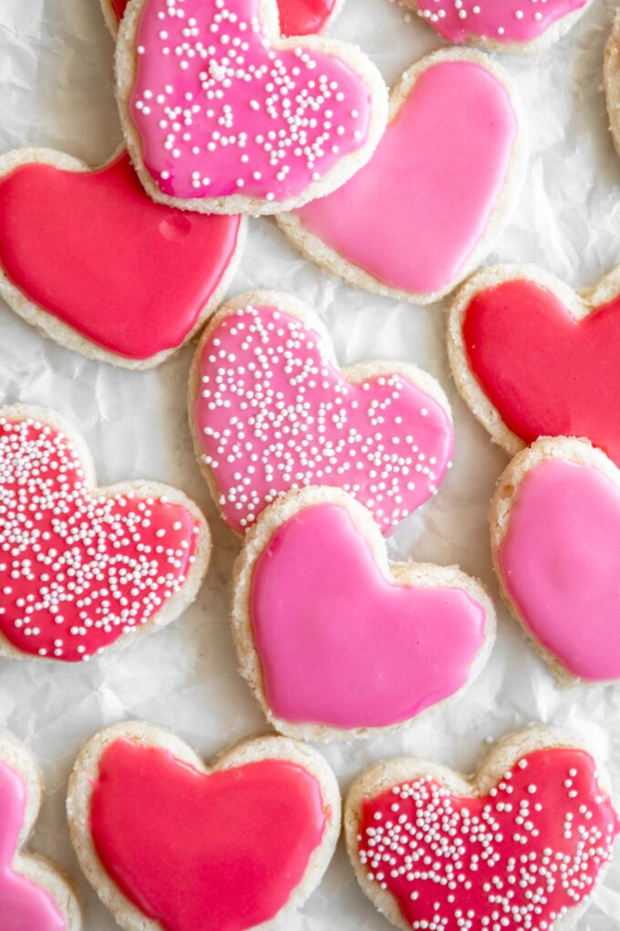 Gluten-Free Heart Shortbread Cookies that are pink and healthier.