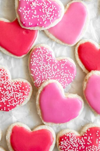 Gluten-Free Heart Shortbread Cookies that are pink and healthier.