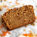 Close up of Gluten-Free Carrot Cake slice.
