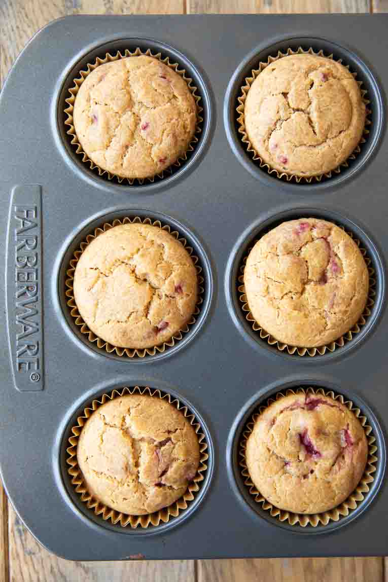 Gluten-Free Lemon Raspberry Muffins freshly baked.