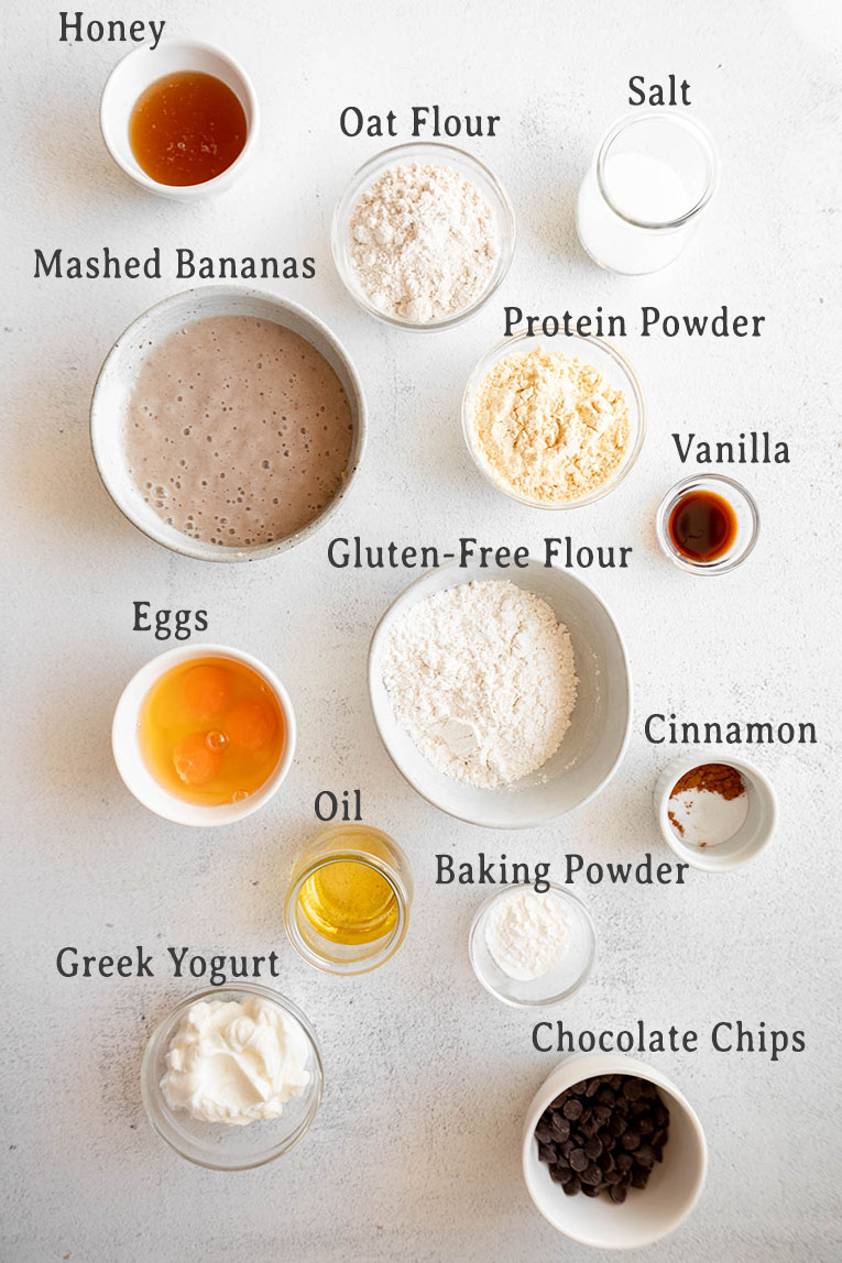 Ingredients for Protein Banana Bread recipe.