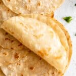 Light, soft Almond Flour Tortillas rolled up.
