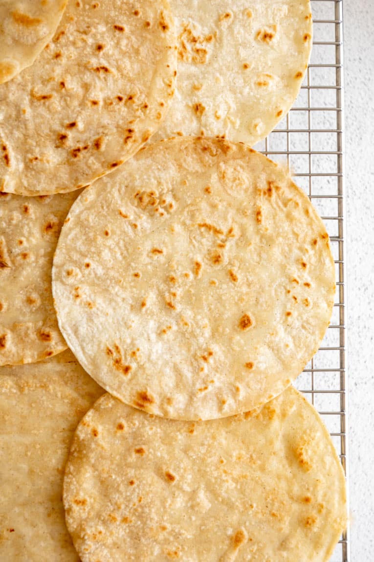 Cooked almond flour tortillas cooling.