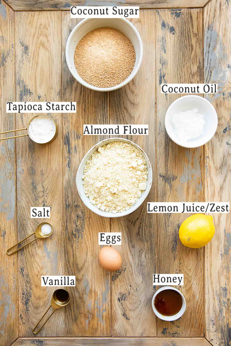 Ingredients for Gluten-Free Lemon Bars recipe.