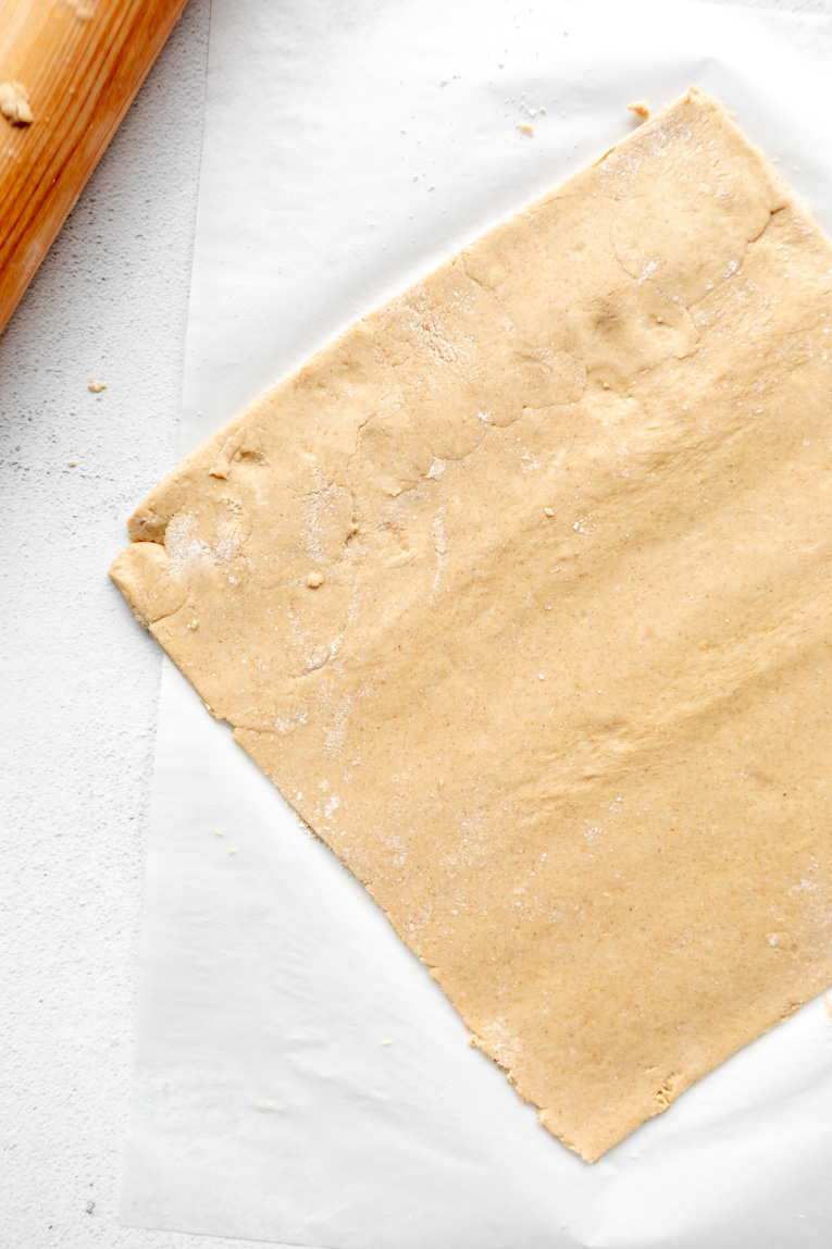 Gluten-free Pop Tart dough rolled flat.