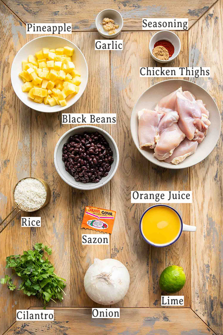 Ingredients for Chicken Al Pastor Bowls recipe.