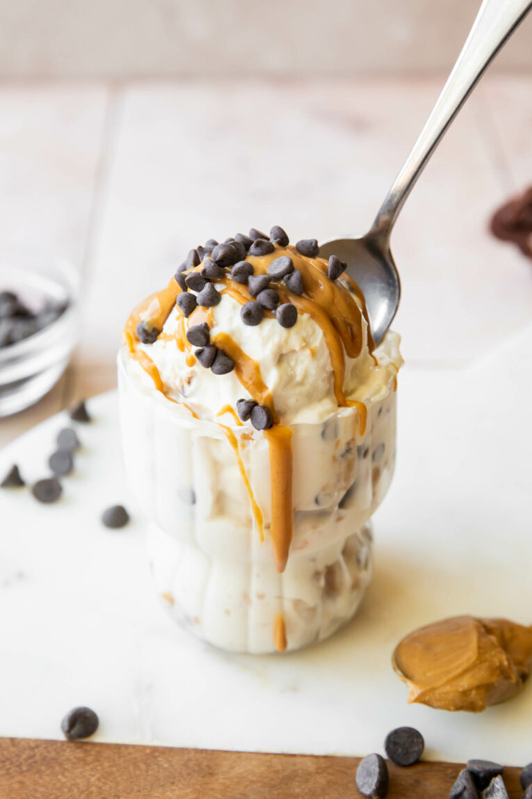 Angled photo of Cottage Cheese Ice Cream recipe.