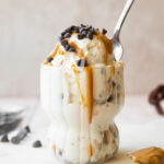 Cottage Cheese Ice Cream with protein peanut butter and chocolate chips.
