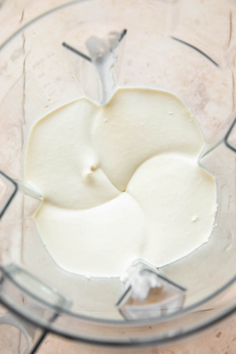 Blended cottage cheese ice cream base.