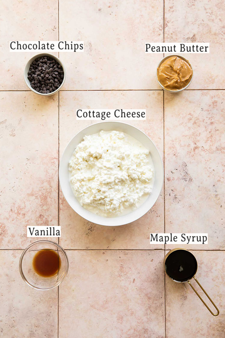 Ingredients for Cottage Cheese Ice Cream recipe.