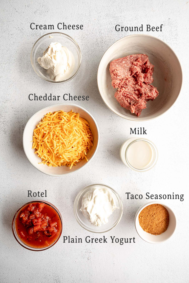 Ingredients for Healthy Rotel Dip recipe.