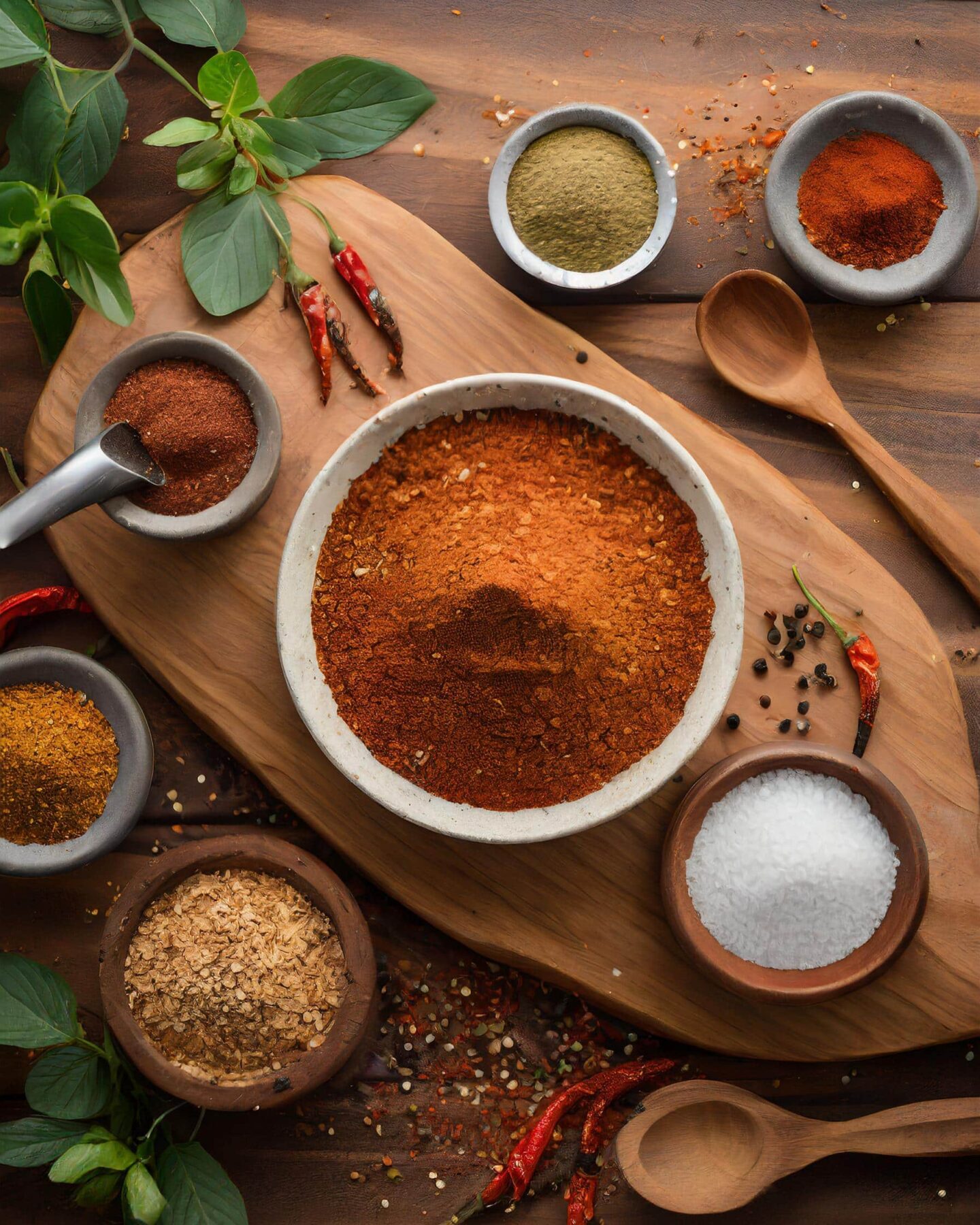 Barbecue seasoning recipe on a wood board with ingredients.