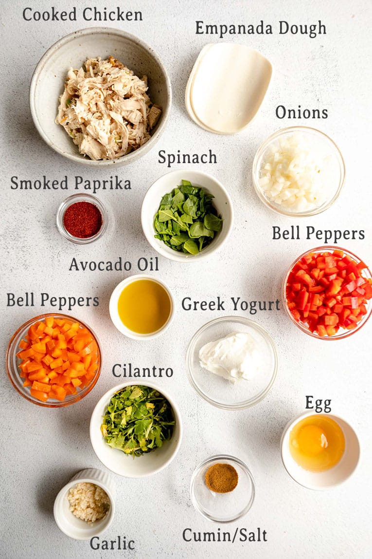 Ingredients for Chicken Empanadas recipe.