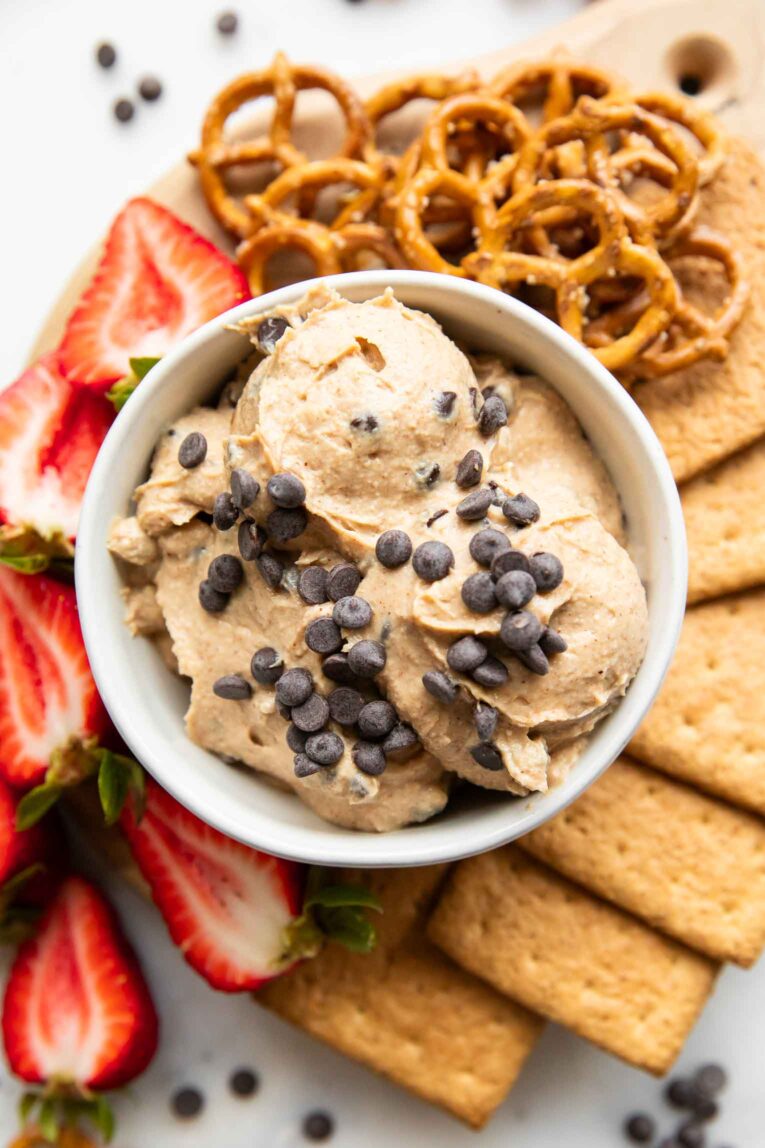 Top shot of Cookie Dough Dip recipe.