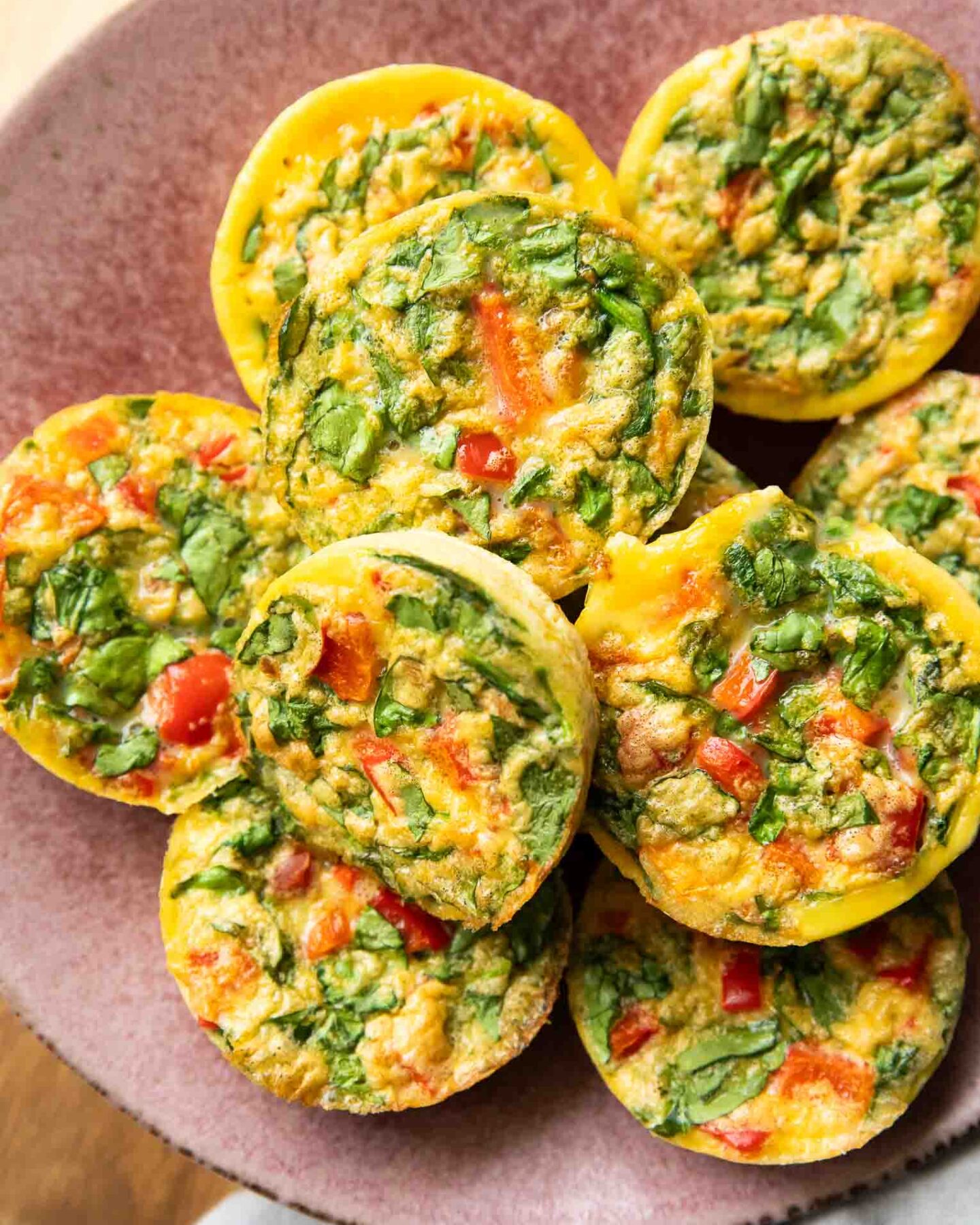 Top shot of easy Egg Bites on a plate.