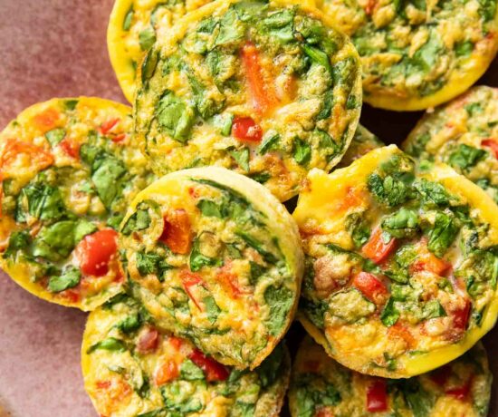 Top shot of easy Egg Bites on a plate.