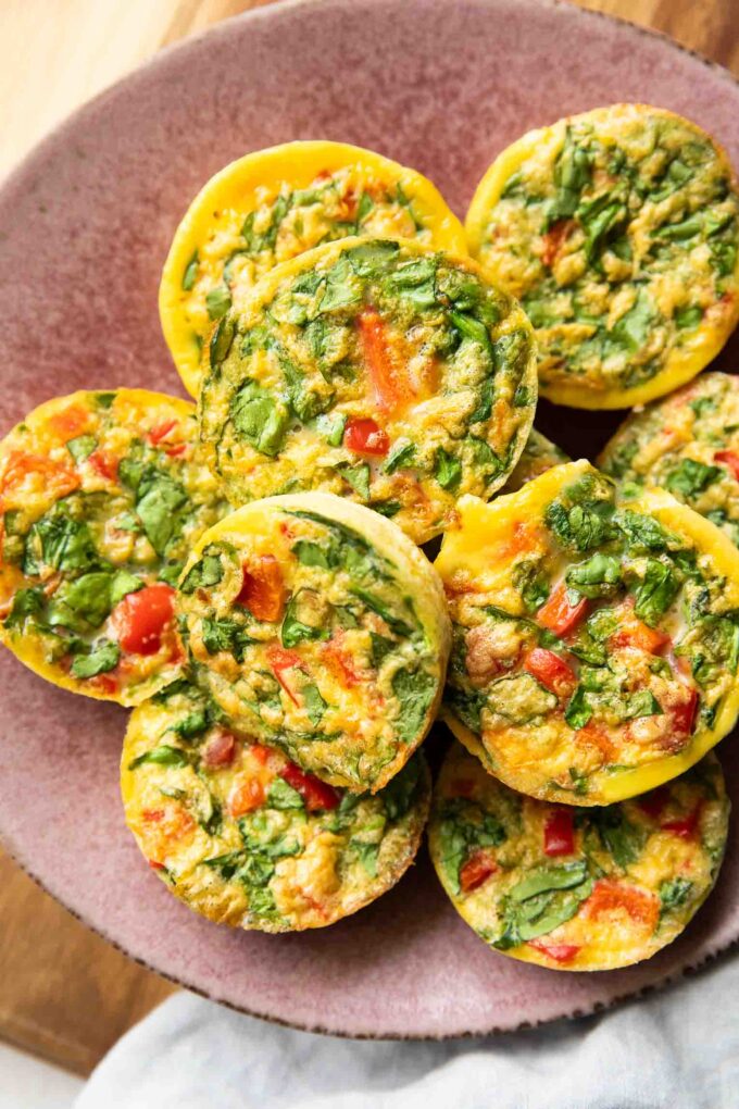Top shot of easy Egg Bites on a plate.