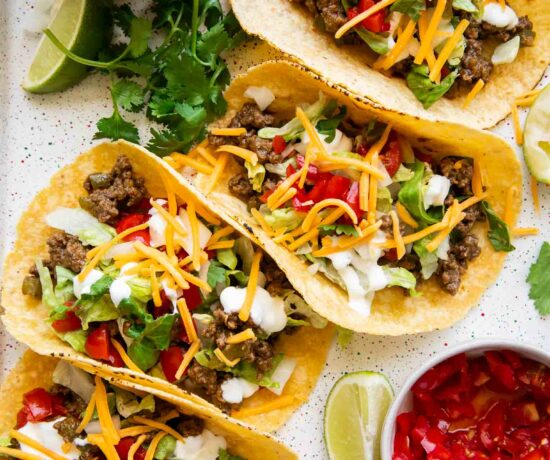 Top shot photo of Easy Ground Beef Tacos recipe.