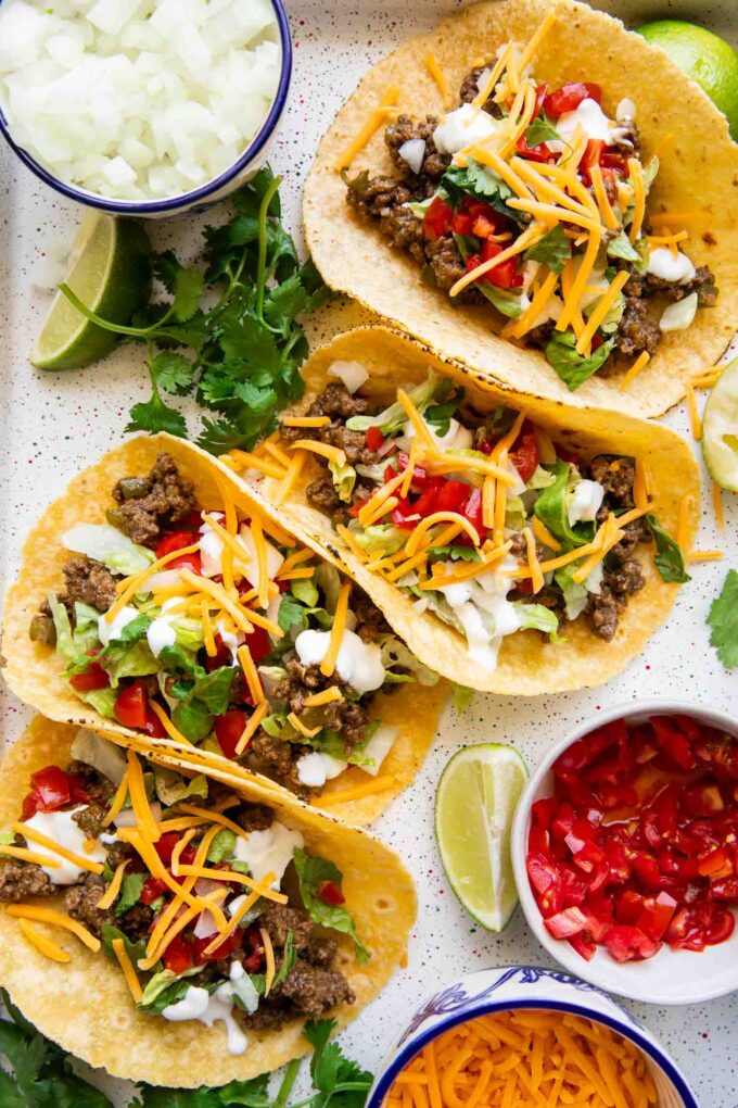 Top shot photo of Easy Ground Beef Tacos recipe.