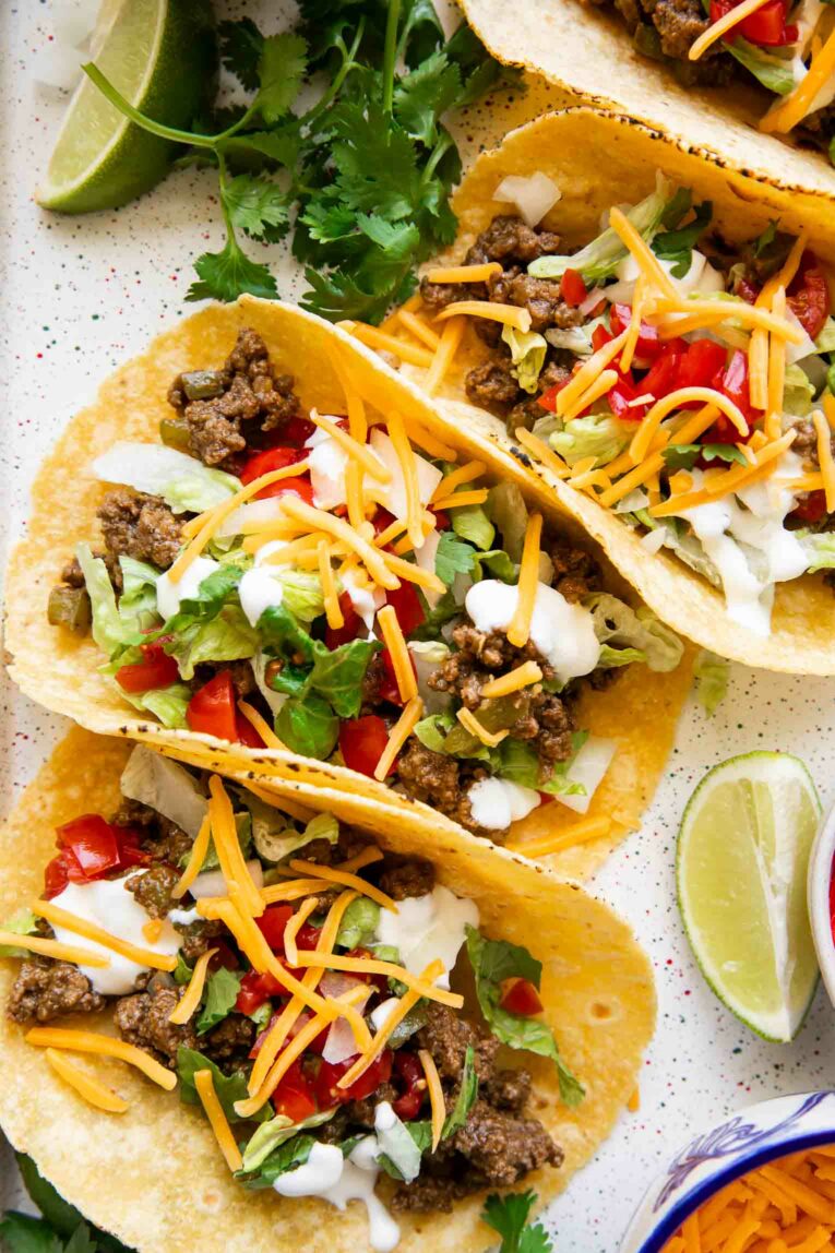 Close up of Easy Ground Beef Tacos.