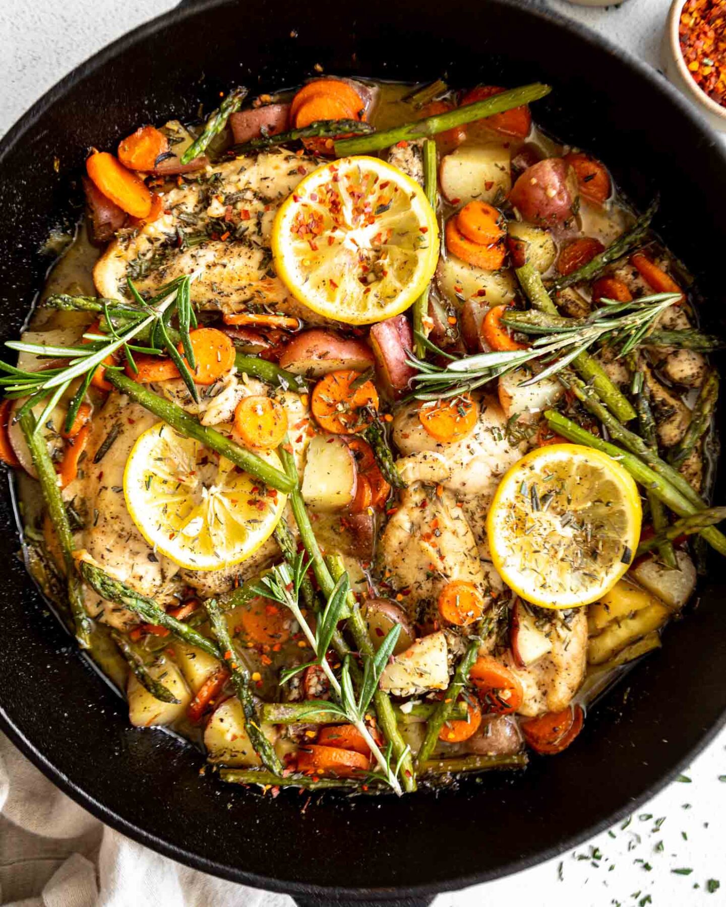 One-Pan Honey Rosemary Chicken recipe with veggies.