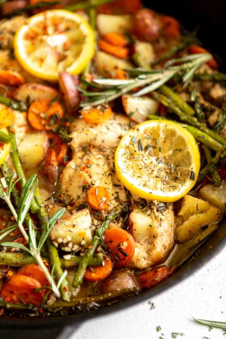 One-Pan Honey Rosemary Chicken close up.