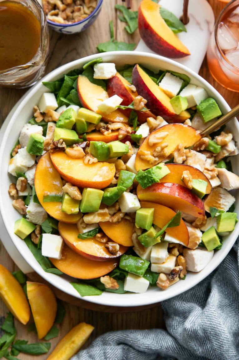 Top shot of Peach Mozzarella Salad.
