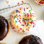 Top shot of Protein Donuts with sprinkles.