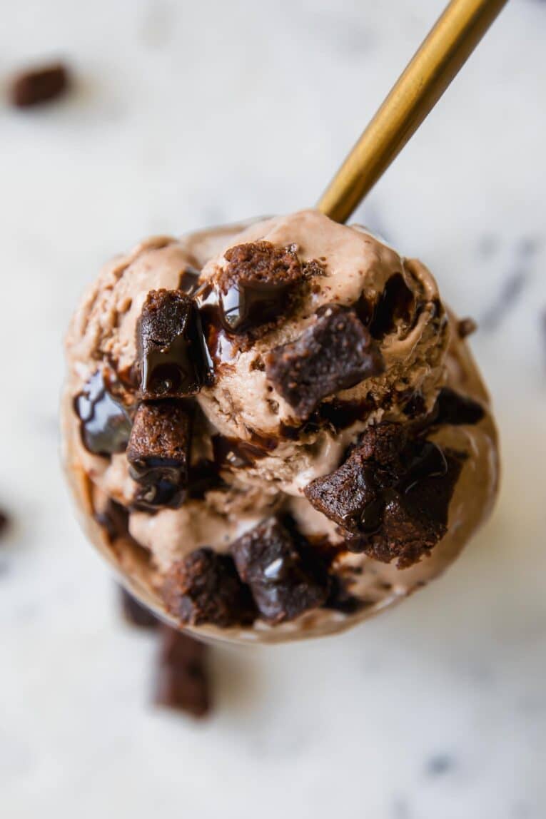 Top shot of Brownie Ice Cream recipe.
