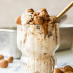 Across photo of Cookie Dough Ice Cream with cookie dough bits.