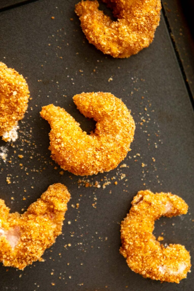 Shrimp frying in avocado oil.