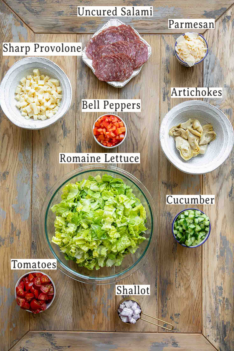 Ingredients for Italian Chopped Salad recipe.