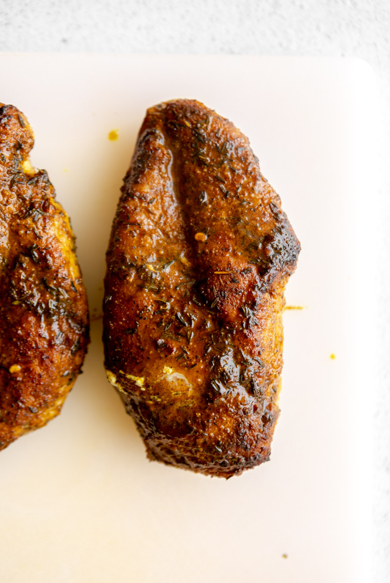 Cooked jerk chicken made for tacos.