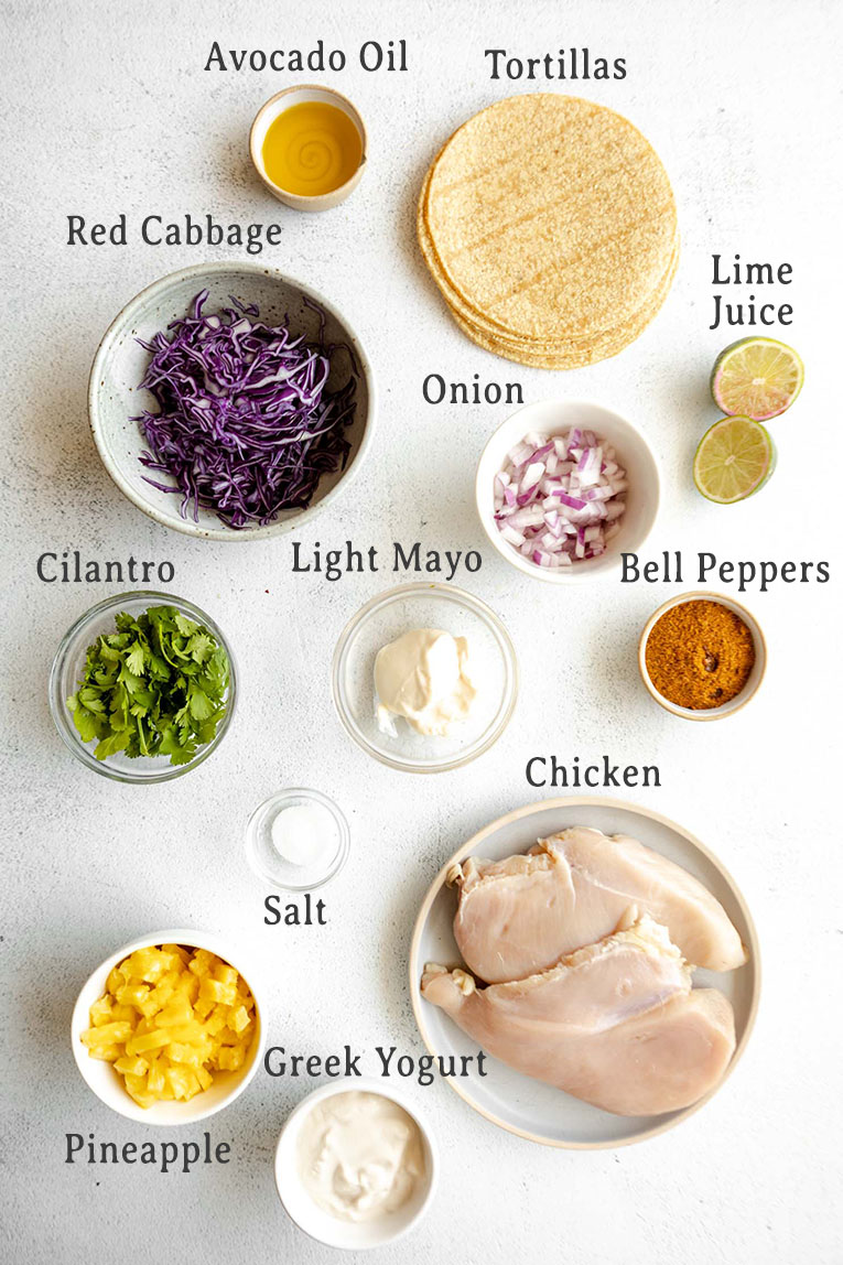 Ingredients for Jerk Chicken Tacos recipe.